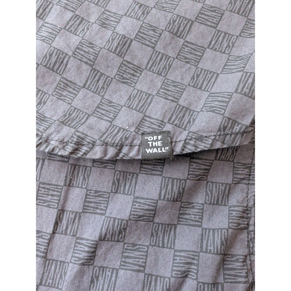 Vans Shirt Boys Size Large Gray Black Plaid Short Sleeve Button Up Pocket Skater - Picture 12 of 12